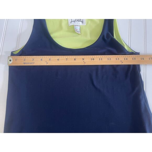 Joseph Ribkoff Asymmetrical Flowy Swing Dress Navy Blue Green - Size Women's 8 - Picture 7 of 10